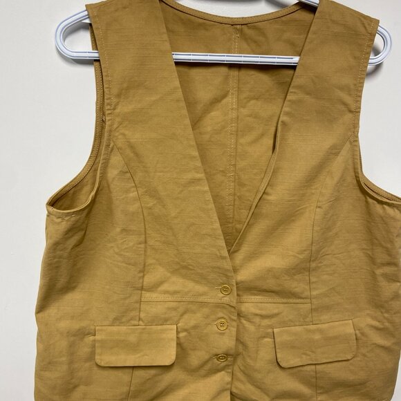 Light Brown Trendy Vest with Front Pockets - Picture 3 of 3